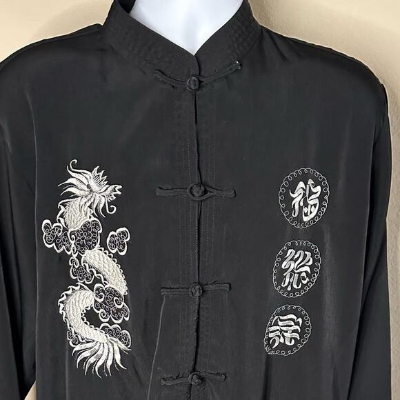 90's Kimono Style Jacket Black - Dragon Embroidery Men's XL - Picture 5 of 14